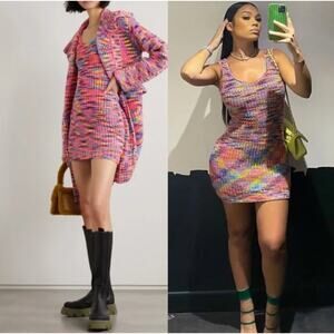Staud Mini Garden Knit Dress Multicolor Rainbow Sleeveless XS NWT